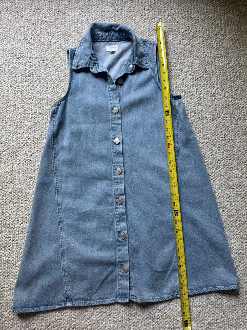 Z Supply Light Blue Denim Button-Front Mini Dress Like New Size S